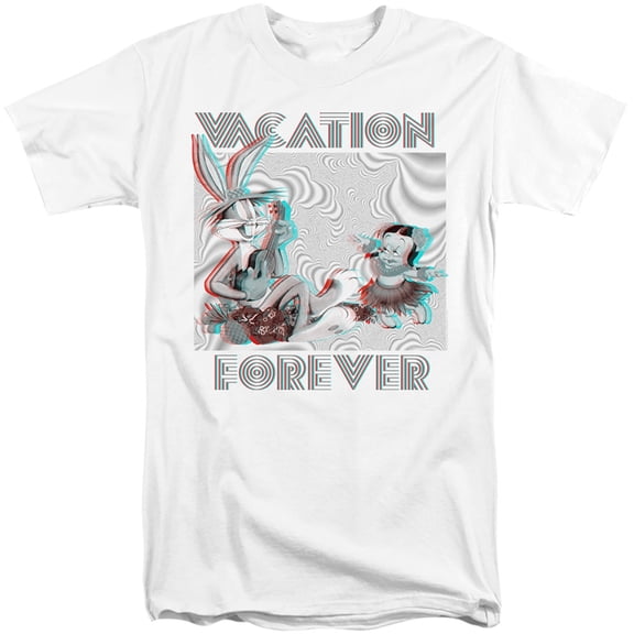 Looney Tunes Vacation Forever S/S Adult Tall 18/1 T-Shirt White
