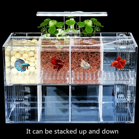 LED Light Acrylic Clear Aquarium Mini Betta Fish Tank Desktop Water Pump