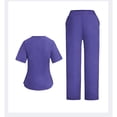 thumbnail image 3 of 2025 Scrubs for Women Set Stretch Fit Scrub Top & Jogger V-Neck Pants Medical Nurse Uniforms Set Multi Pocket Purple XL, 3 of 3