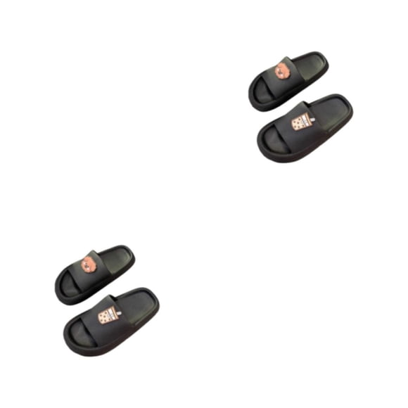 Minnieouse Pantuflas de fondo y grueso: cómodas y elegantes, con plataforma para interiores y exteriores, punta abierta, pantuflas livianas para Negro 40/41.1 2Conjunto