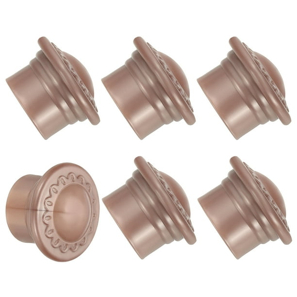 Extremos de barra de cortina Uxcell, 6 piezas de tapa de cabeza de riel de cortina de plástico moderna, se adapta a varillas de 26-28 mm, color oro rosa