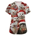 thumbnail image 2 of Garbnen Christmas Scrubs for Women V Neck Short Sleeve Womens Workout Tops Holiday Print Nurses Working Uniforms with Pockets S-5XL, 2 of 4