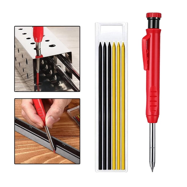 Lápices de carpintero para construcción, rotulador de agujeros profundos, rotuladores de punta larga, rotuladores de grasa, de , 1 lápiz 6 derivaciones perfecl rotuladores de agujeros profundos