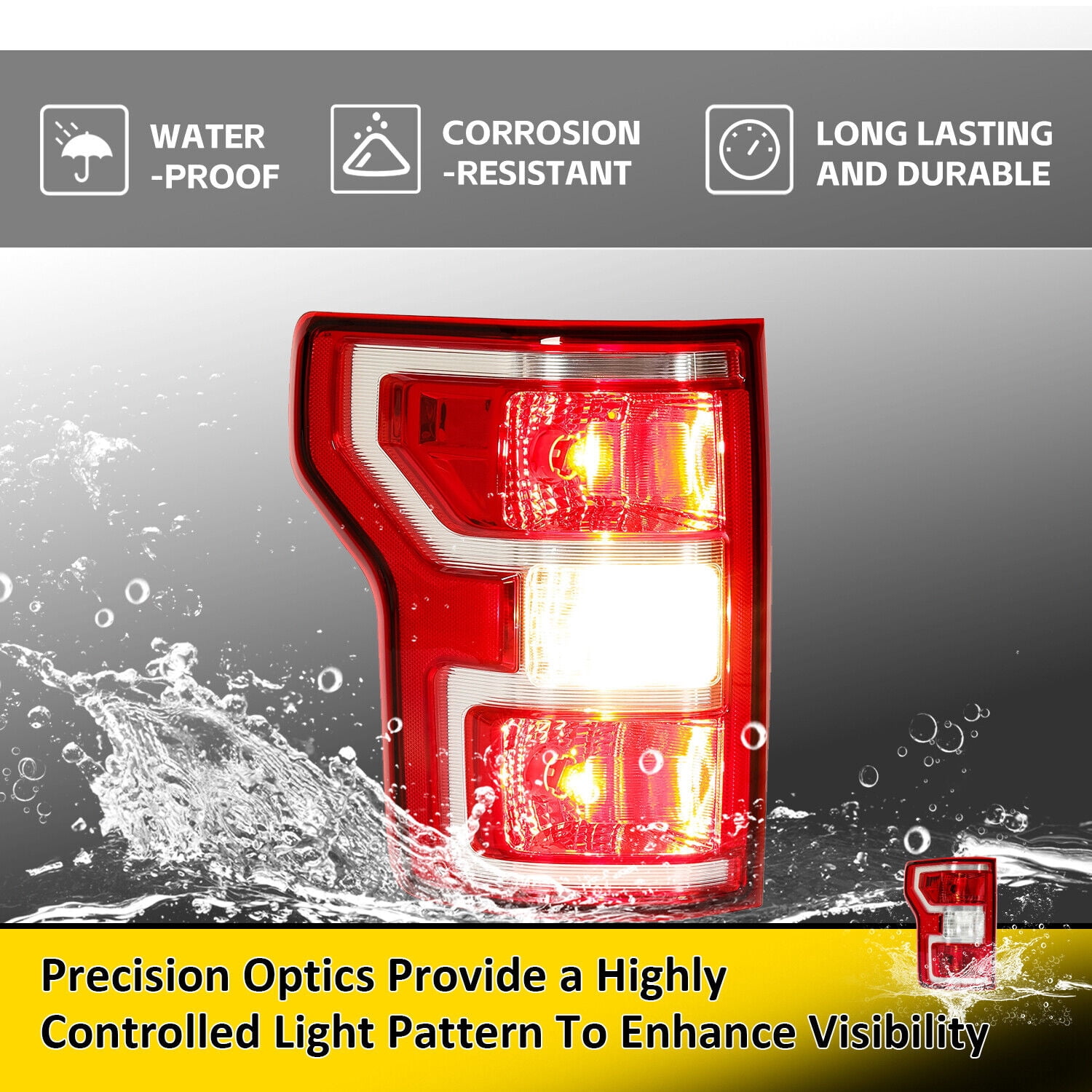 KOJEM Brake Tail Light Rear Lamp for Ford F150 F-150 18 19 20 Left Driver Side JL3Z13405H