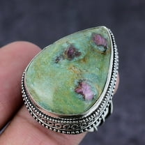 Natural Ruby Fuchsite Gemstone Handmade 925 Sterling Silver Gift Ring S.9