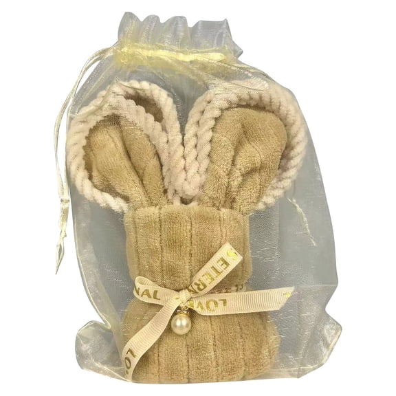 HCBY Easter Bunny Towel Gift for Kids, Soft Plush Fleece Bath & Beach Towel with Cute Rabbit Design, 20"x10" Cozy After Swim Wrap, Perfect Easter Basket Stuffer for Boys and Girls