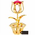 thumbnail image 5 of matashi tulip flower table top ornament crystals | decorative, shiny metal artwork with planter base | elegant home dcor | gift for thanksgiving, christmas, new year (silver, purple crystals), 5 of 7