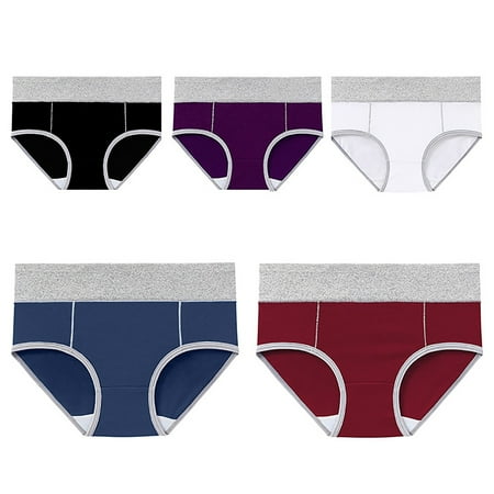 HaoXianJian 5Pc Underwear for Women Cute Hight Rise Bikini Brief Panties Ladies Stretchy Cheeky Briefs Panty Breathable Stretch Underpants 3X 4X 5X