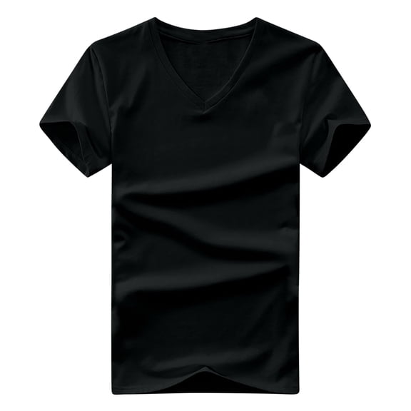 Homenesgenics Mens Shirts Men Tops T Shirts for Man Men's-Neck Solid Color Short Sleeve Top Short Sleeve-Neck Blouses Shirts Black XXXXL