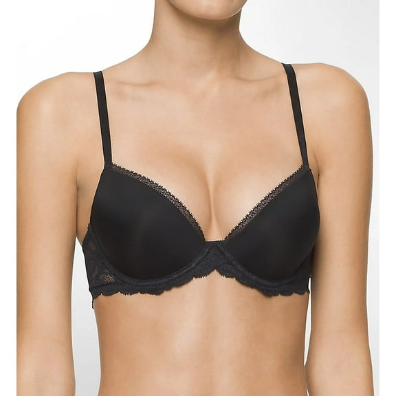 CALVIN KLEIN Black Seductive Comfort Lace Demi Lift Bra, US 32D, UK 32D, NWOT