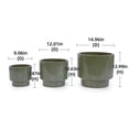 thumbnail image 2 of S-HOME Set of 3 Antique Light Green Ceramic Planters, 15" 12" 9" Modern Flower Pots for Indoor/Outdoor, 2 of 11