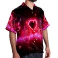 thumbnail image 2 of Valentine's Day Love ECG Men's Short Sleeve Casual Printed Button Down Beach Shirt Summer Unisex Top, 2 of 6