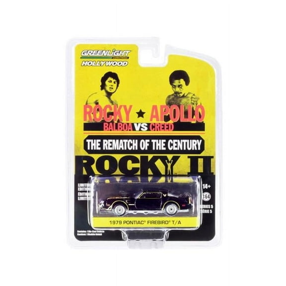 1979 Pontiac Firebird Trans Am T/A Black with Hood Bird "Rocky II" (1979) Movie "Hollywood Series" Release 5 1/64 Diecast Model Car by Greenlight