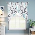 thumbnail image 6 of Swag Valance Curtains for Windows, Aqua Grey Botanical Light Filtering Kitchen Curtains with Rod Pocket, Watercolor Spring Floral Summer Leaf Window Treatment Valances for Living Room, 36x63 - 2 PCS, 6 of 9