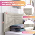 thumbnail image 6 of MUZZ King Upholstered Bed Frame, with Fully Padded Rectangular Geometrically Patterned Nailhead Headboard & Low Profile Footboard, Velvet/Wood Slats Support/No Box Spring Required (Beige), 6 of 7