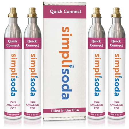 Simpli Soda 60L CO2 Quick Connect Cylinder - Compatible with Sodastream Quick Connect Only [Including ART, TERRA ENSO & DUO] - Soda Streaming Machine CO2 Tanks Gas Refill, | 14.5 oz, 4 Pack