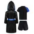 thumbnail image 2 of TiaoBug Kids Boys Boxing Robe Short Sleeve T-shirt and Shorts Set Boxer Fancy Dress Hooded Cloak Blue 14, 2 of 5