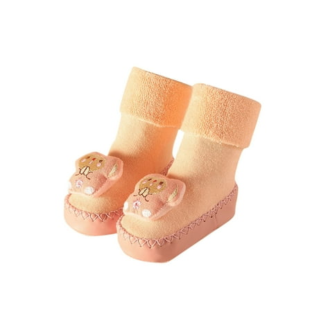 

Children Toddler Autumn And Winter Boys And Girls Floor Sports Shoes And Socks Flat Sole Non Slip Warm Comfortable Cute Cartoon Pattern