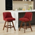 thumbnail image 4 of Modern Swivel Bar Stools Set of 2, Wine Red Counter Height Bar Stools with Back for Kitchen Island, Fabric Upholstered Island Chairs with Wood Legs, Barstool Chairs, Sillas para Barra de Cocina, 4 of 12