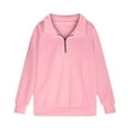 thumbnail image 4 of yoeyez Teen Girls Casual Pullover Sweatshirts Children Solid Color Zipper Laple Sweatshirt Trendy Oversized Casual Loose Pullover Tops Hot Pink 13 Years, 4 of 6