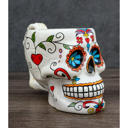 

Ebros Day of The Dead Crucifix Sugar Skull Mug Drink Coffee Cup Ceramic 4.5 H