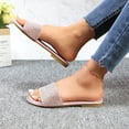 thumbnail image 2 of GJPBGK Women’s Rhinestone Slide Sandals Flat Open Toe Sandals One-Strap Slip-On Summer Slippers for Evenings, Travel, and Everyday Outfits, 2 of 6
