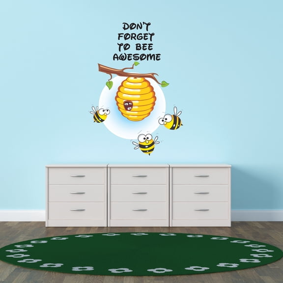 Animal Wall Decals for Boy's Bedroom - Isolated Beehive Branch with Bee's Wall Sticker Decal With Easy Installation Instructions Kid's Bedroom Decal Wall Sticker - Size: 14 In x 20 In