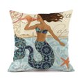 thumbnail image 6 of Sea Theme Decorative Square Mediterranean Style Cotton Linen Mermaid Coastal Pillow Cover Ocean Animal Cushion Cover 18 X 18 Inch Pillow Inserts, Nautical Pillow Covers, 6 of 9