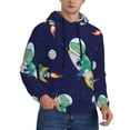 thumbnail image 2 of Lsque Astronaut Dinosaur and Space Pattern Casual Men's Hoodie,Hooded Sweatshirt with Kangaroo Pocket,Pullover Hoodie-4X-Large, 2 of 7
