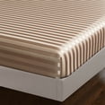 thumbnail image 4 of AiMay Italian Style  6 Piece Satin Bed Sheet Set Stripes Super Soft Deep Pocket 1800 Luxury Rich Silk 1 Flat Sheet 1 Fitted Sheet 4 Envelope Pillowcases Stain-Resistant Wrinkle Free (King,Taupe), 4 of 7