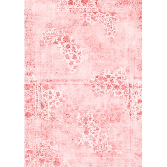 Ahgly Company Machine Washable Indoor Rectangle Abstract Red Modern Area Rugs, 8' x 10'