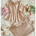 thumbnail image 4 of Fengactive Plus Size Pajamas Sets for Women Sexy Tops Silk Sleepwear 2 Piece Pajamas Sets Nightwear, 4 of 5