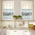 thumbnail image 4 of 3-Piece Kitchen Curtains and Valances Set Watercolor Starfish Shell Coral Rod Pocket Soft Kitchen Curtain Set Washable Kitchen Window Curtains Set Summer Sea Blue, 4 of 6