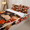 thumbnail image 2 of Manfei Autumn Pug Zipper Full Size Comforter Sets with Fitted Sheet and 2 Pillowcases, Fall Maple Leaf Zipper Bedding Set, Orange Beige, Reversible, 4-Piece, 2 of 7