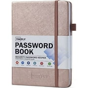 YHCFLY Password Book with Alphabetical tabs, Hardcover Internet Address & Password Organizer Logbook, Medium Size Password Keeper Notebook Journal for Home Office (Rose Gold)