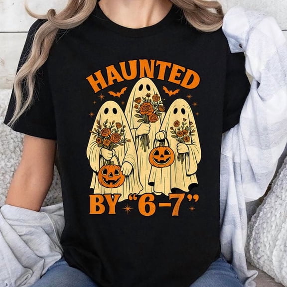 Trendy Ghost Halloween Funny Six Seven Gen Alpha Z Unisex T-Shirt, Sizes S-5XL - Gategoo