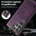 thumbnail image 4 of Magnetic for Galaxy S24 Ultra Premium PU Leather Case,Built-in Invisible Stand [Compatible with Magsafe] Protective Slim Kickstand Phone Cover Compatible with Samsung Galaxy S24 Ultra, Darkpurple, 4 of 9