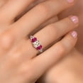 thumbnail image 4 of Gem Stone King 925 Sterling Silver Peach Morganite and Red Ruby Filigree Style 3 Stone Ring for Women (2.20 Cttw, Oval 8X6MM and 6X4MM) (Size 5), 4 of 6