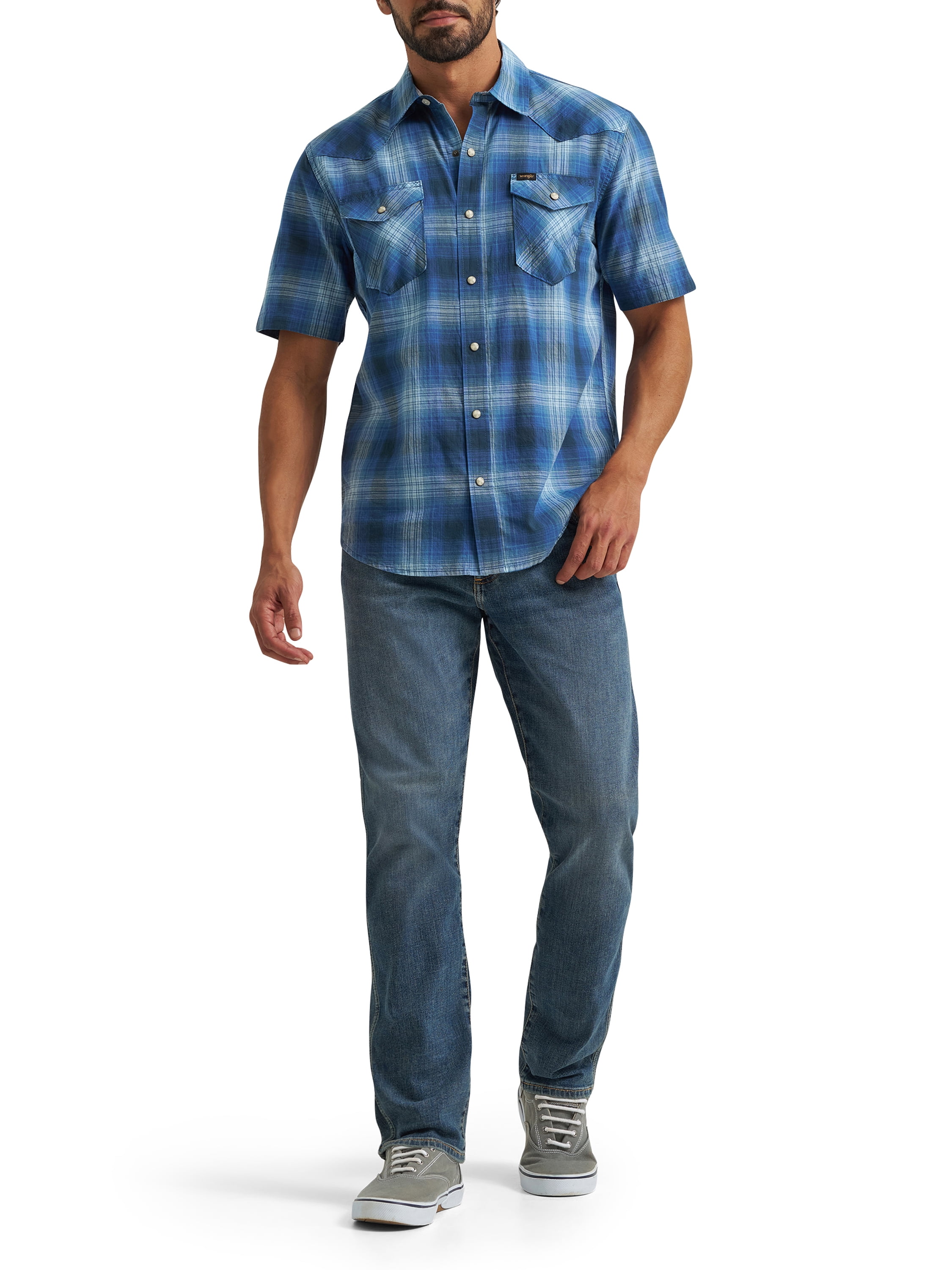 Wrangler® Men's Premium Short Sleeve Plaid Shirt, Sizes S-2XL