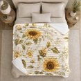 thumbnail image 5 of Sunflowers with Green Foliage, Classic Botanical Style for Flower Lovers, Golden Garden Bloom Scene, Cozy Flannel Blanket for Sunroom and Bedroom, Mother's Day Gift and Rustic Home Decor, 5 of 9