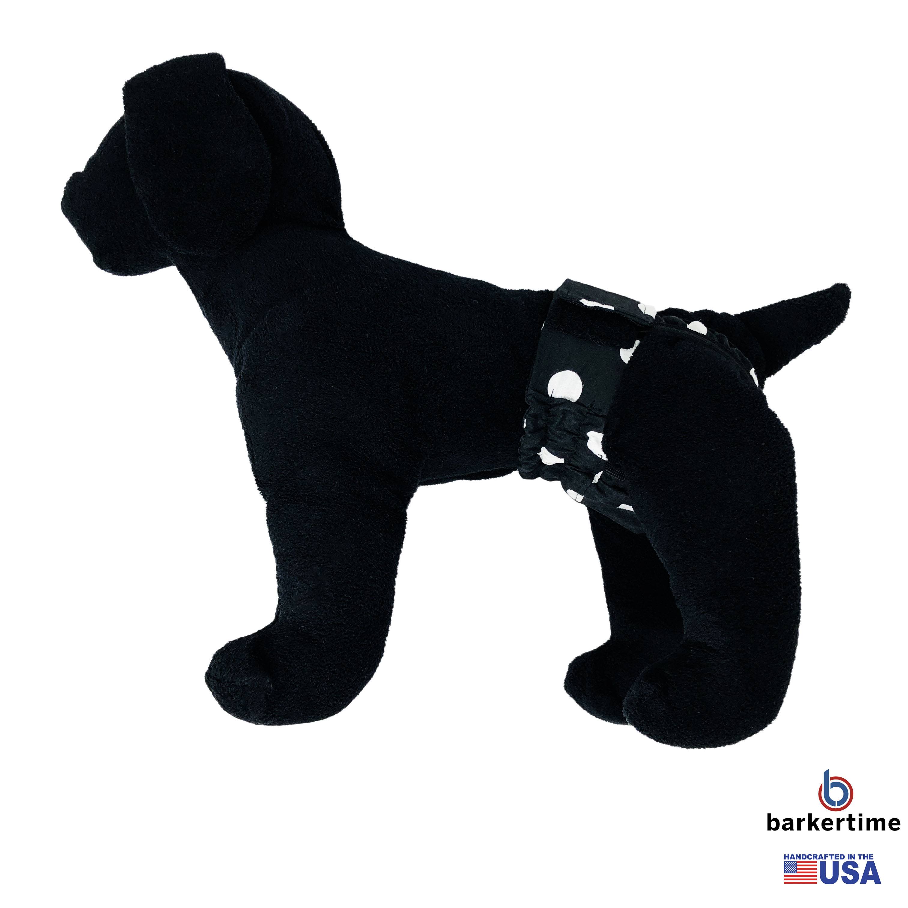 Barkertime White Polka Dot on Black Dog Diaper Pull-up