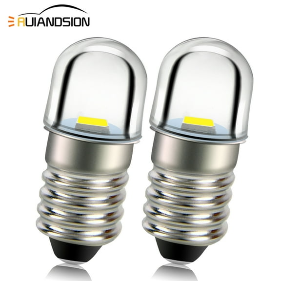 Ruiandsion E10 LED Torch Light Bulb for Flashlights Torch Bike Work Light 3V 6000K White Non-polarity 2pcs