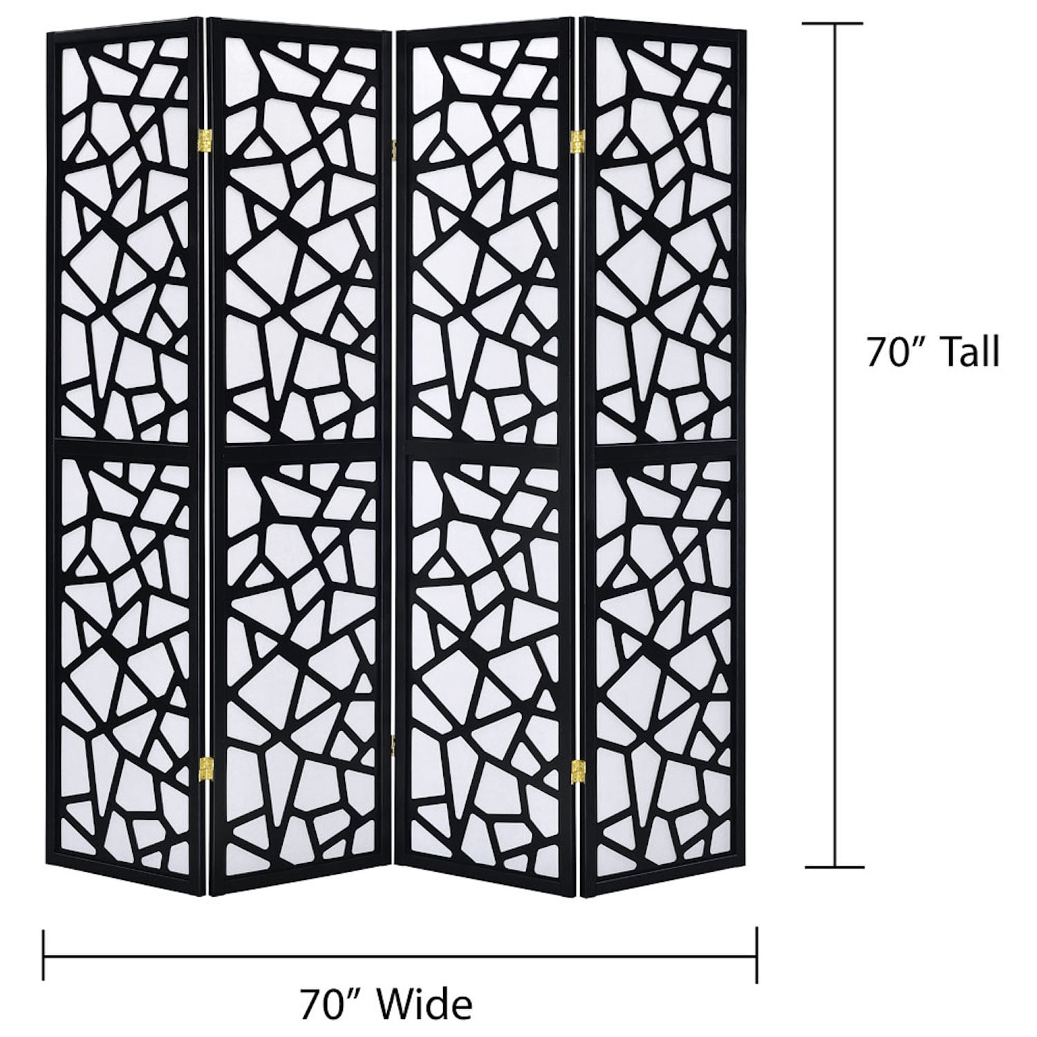 Legacy Decor 4 Panel Room Divider with Mosaic Cuts Black Color