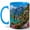 Blue, variant on Train Crossing Sunset 11oz Ceramic Mug, Small Town Railway Coffee Cup