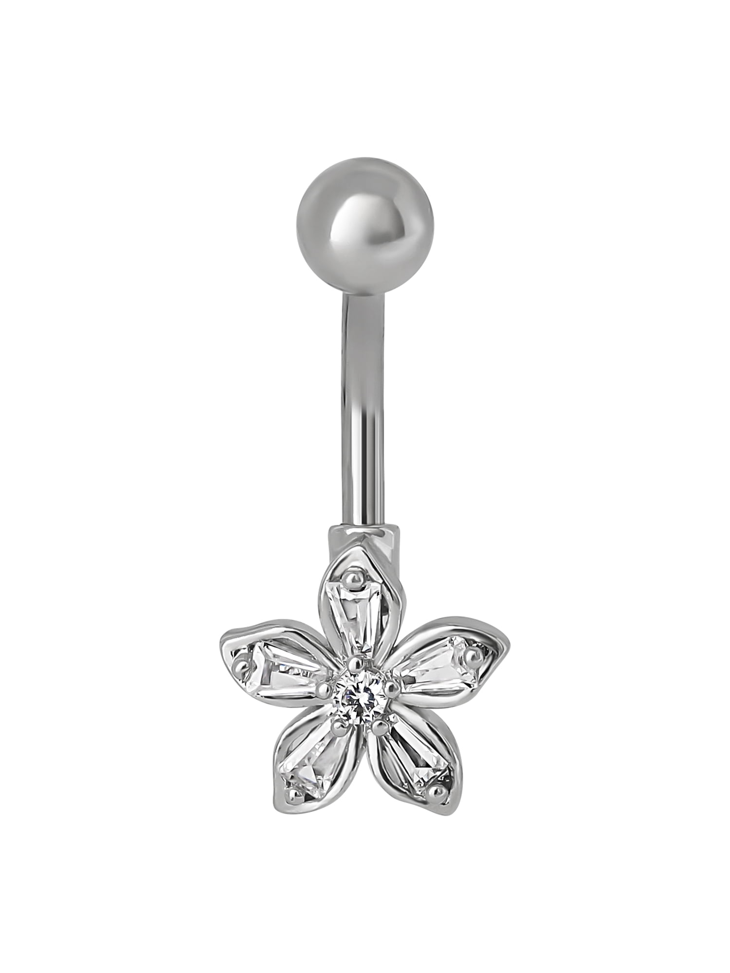 No Boundaries Women's Stainless Steel Flower Belly Ring
