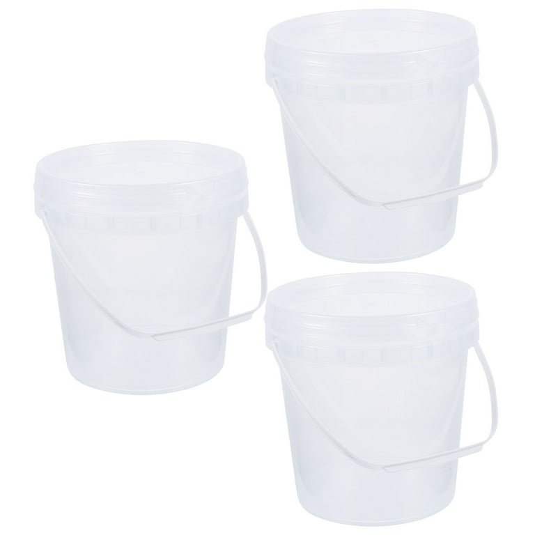 Clear Bucket with Lid 3pcs Food-grade Ice-cream Storage Bucket Thicken Plastic Bucket Transparent Refrigerator Bucket, Size: 26.5x18x18CM