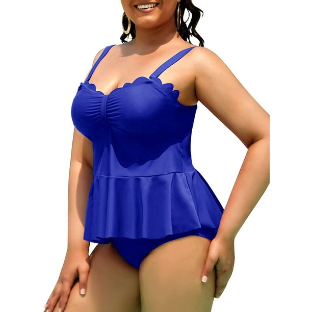 2 Piece Plus Size Tankini Swimsuits for Women High Waisted Tummy