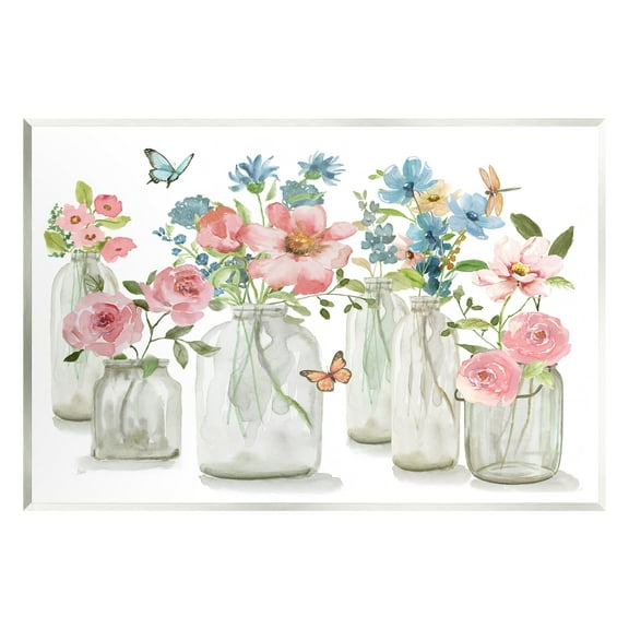 Stupell Industries Pink & Blue Flowers Botanical & Floral Painting Unframed Art Print Wall Art, 15 x 10