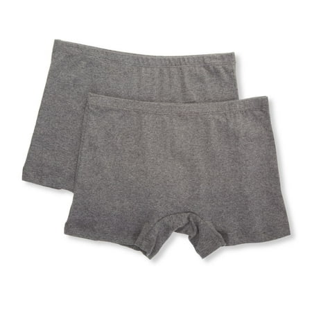 Women s Cottonique W22223 Latex Free Organic Cotton Boyleg Panty - 2 Pack (Melange Grey 6)