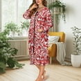 thumbnail image 5 of Yuyamidu Candy Canes Bath Robes Women Zipper Front Robe Christmas Long Sleeves Bathrobe Red Housecoat Nightgown Size S Soft Mid-Length Pjs Sleepdress, 5 of 7